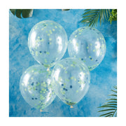 Confetti ballonnen groen en blauw 30cm 5 stuks