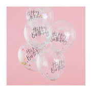 Confetti ballonnen Happy Birthday Pastel Party 30cm 5 stuks
