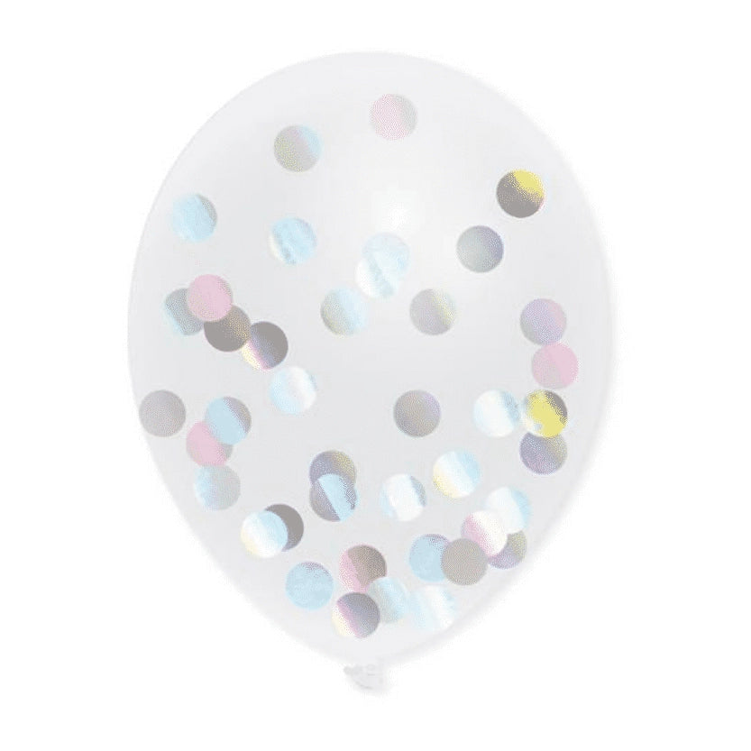 Confetti Ballonnen Holographic, 30cm, 5 stuks