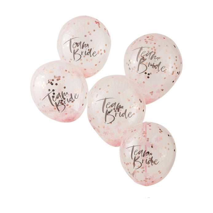 Confetti ballonnen Team Bride 5 stuks 30cm
