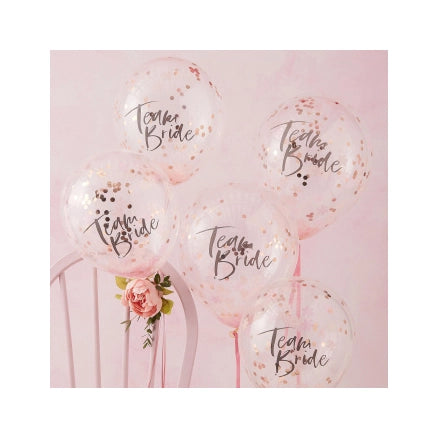 Confetti ballonnen Team Bride 5 stuks 30cm