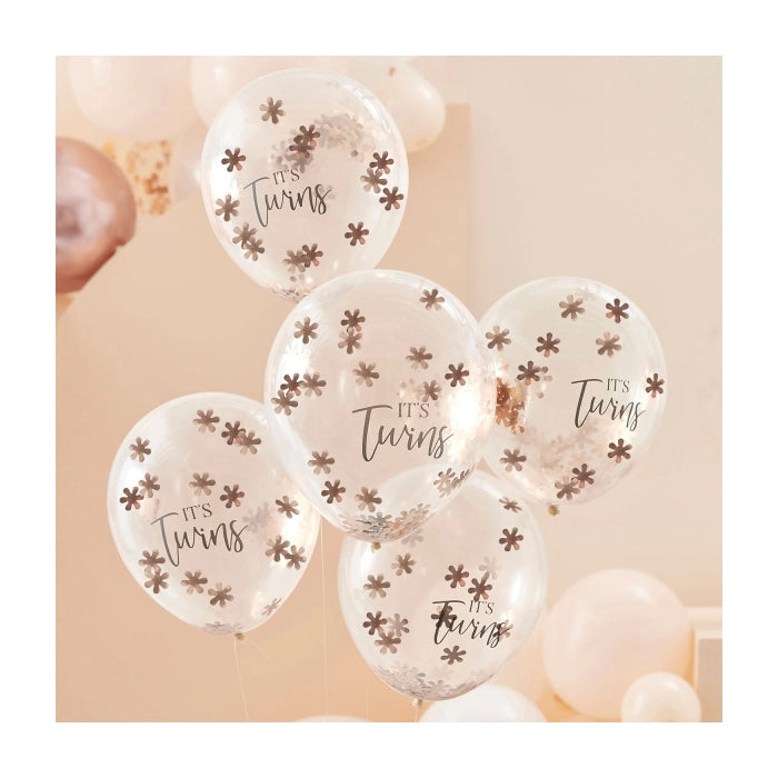 Confettiballonnen It's Twins Baby in Bloom (5st)