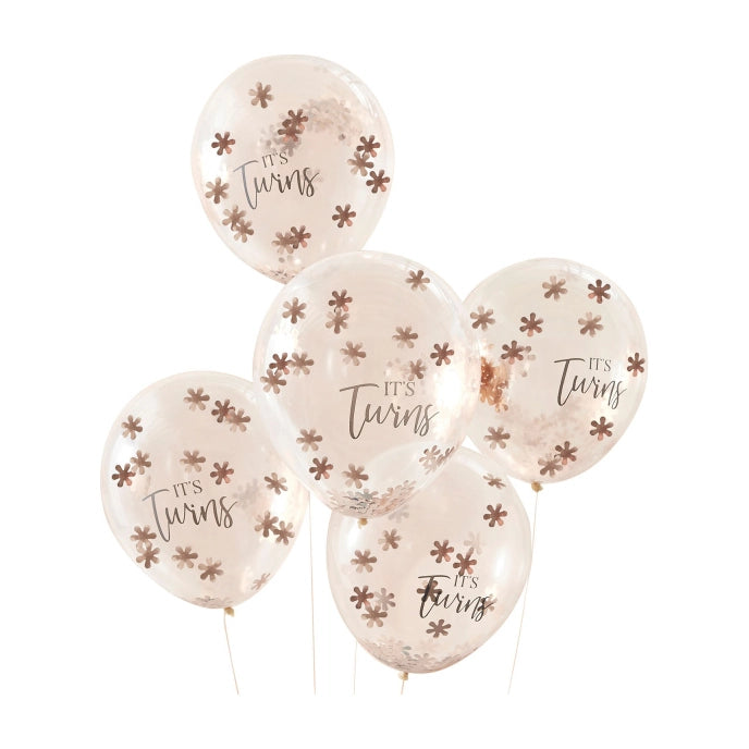Confettiballonnen It's Twins Baby in Bloom (5st)