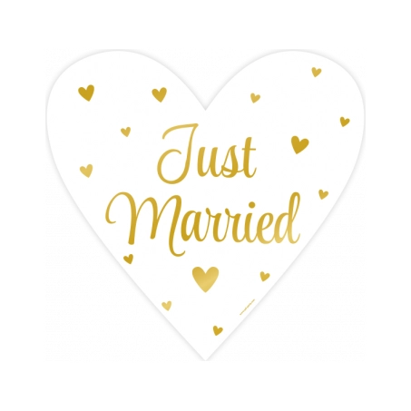 Decoratie Sign Just Married Goud en Wit 25cm 3 stuks