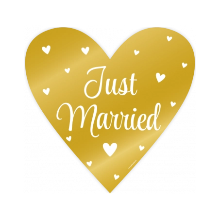 Decoratie Sign Just Married Goud en Wit 25cm 3 stuks