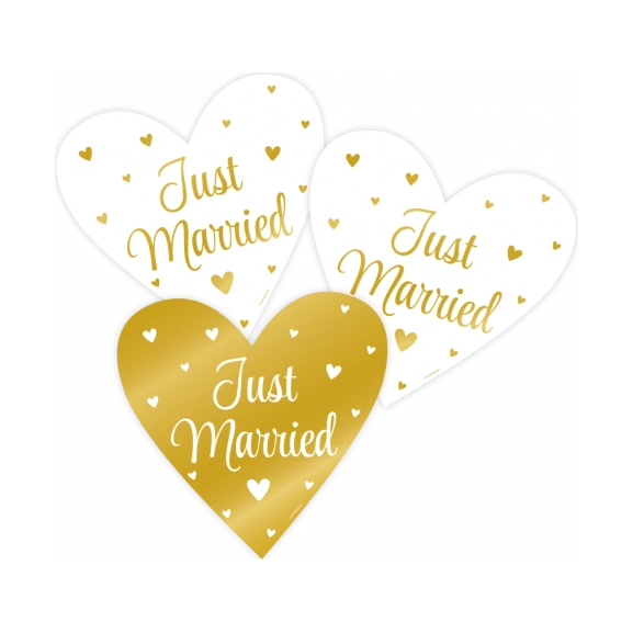 Decoratie Sign Just Married Goud en Wit 25cm 3 stuks