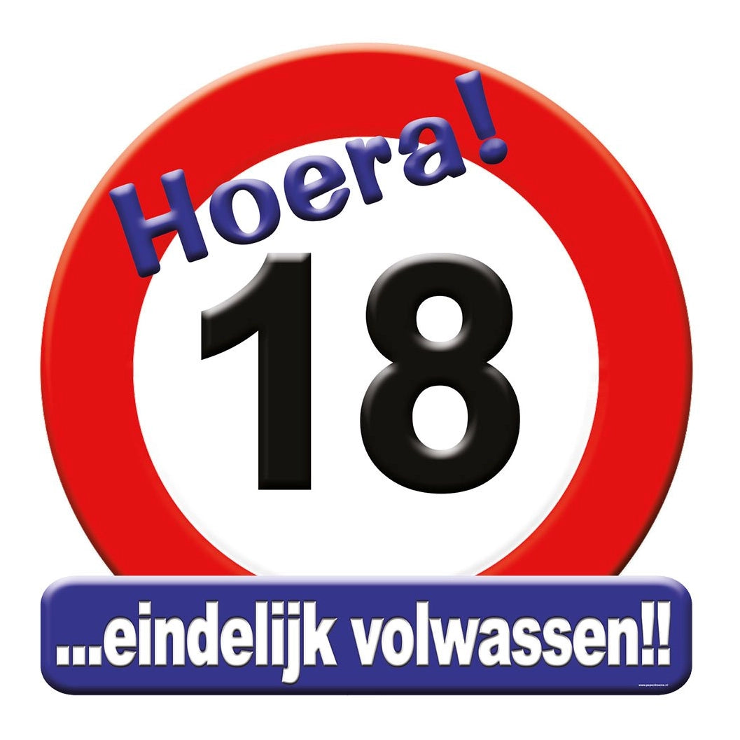 Deurbord - 18 jaar – verkeersbord