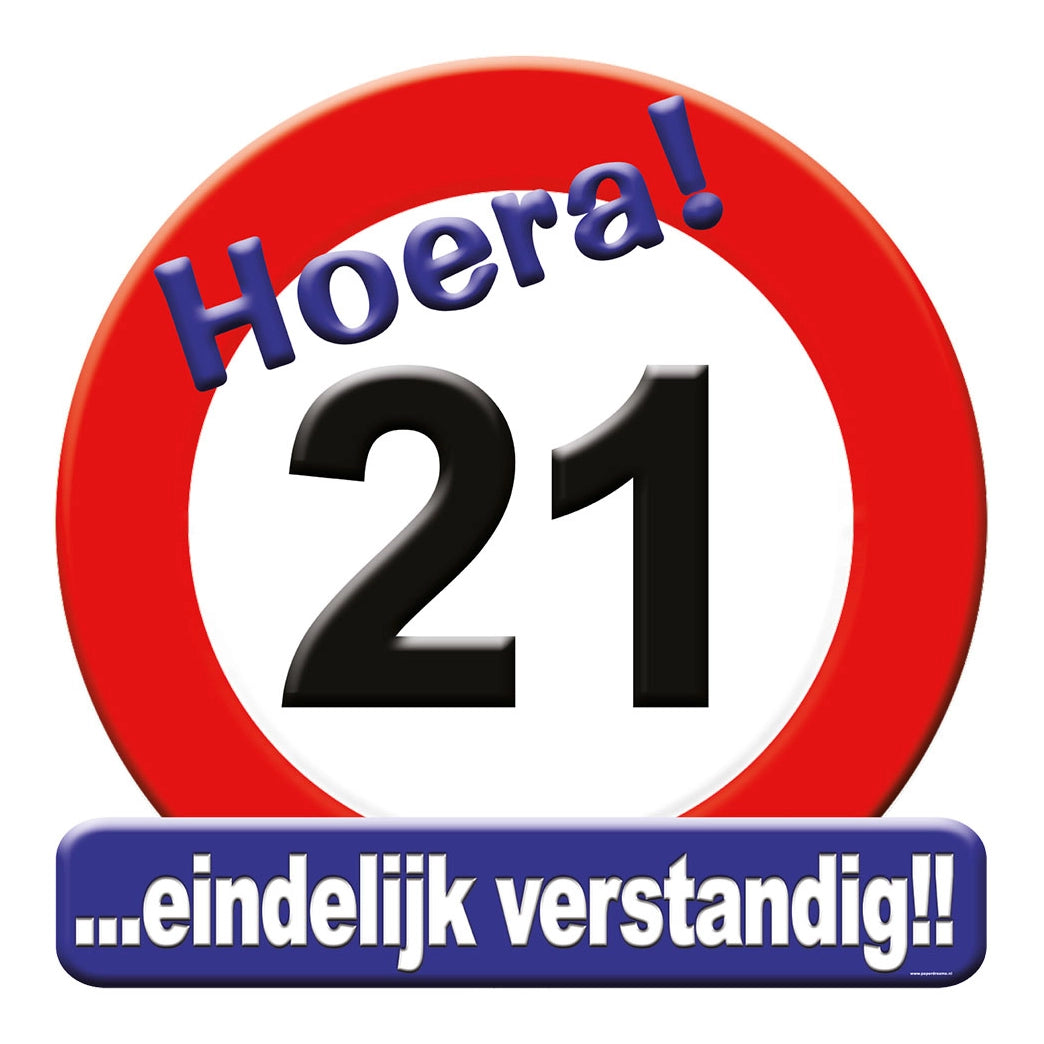 Deurbord - 21 jaar – verkeersbord