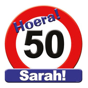 Deurbord - 50 jaar Sarah – verkeersbord