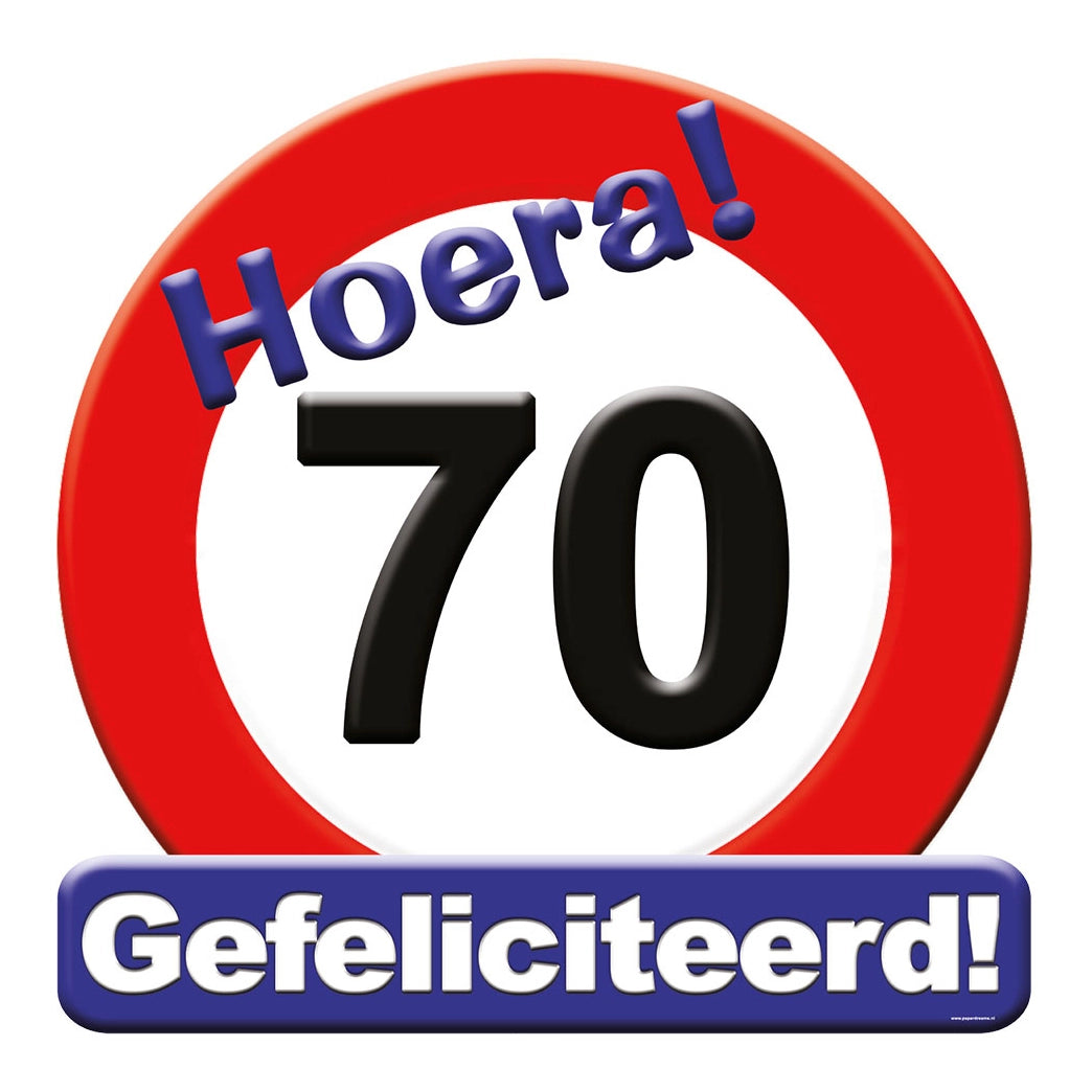 Deurbord - 70 jaar – verkeersbord