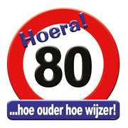 Deurbord - 80 jaar – verkeersbord
