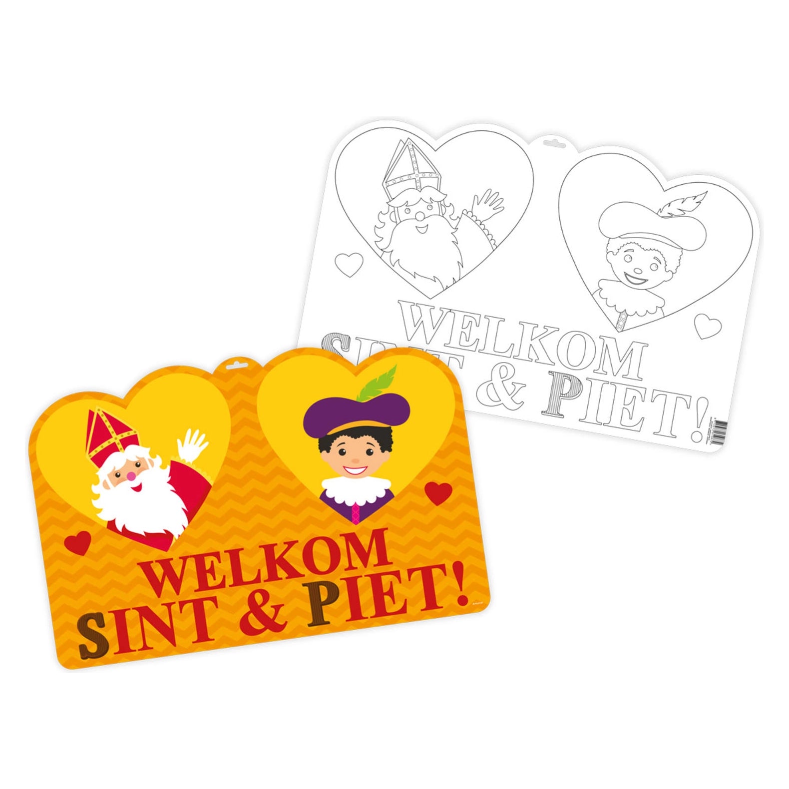 Deurbord Sint en Piet Kleurplaat - 58x37cm