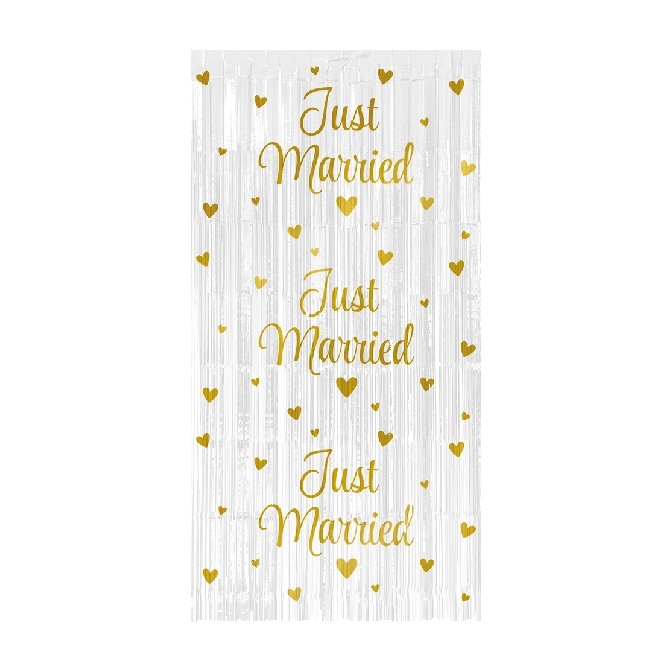 Deurgordijn Just Married Goud en Wit 2x1 meter