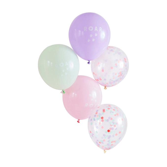 Dino Roar confetti ballonnen pastel 5 stuks 30cm