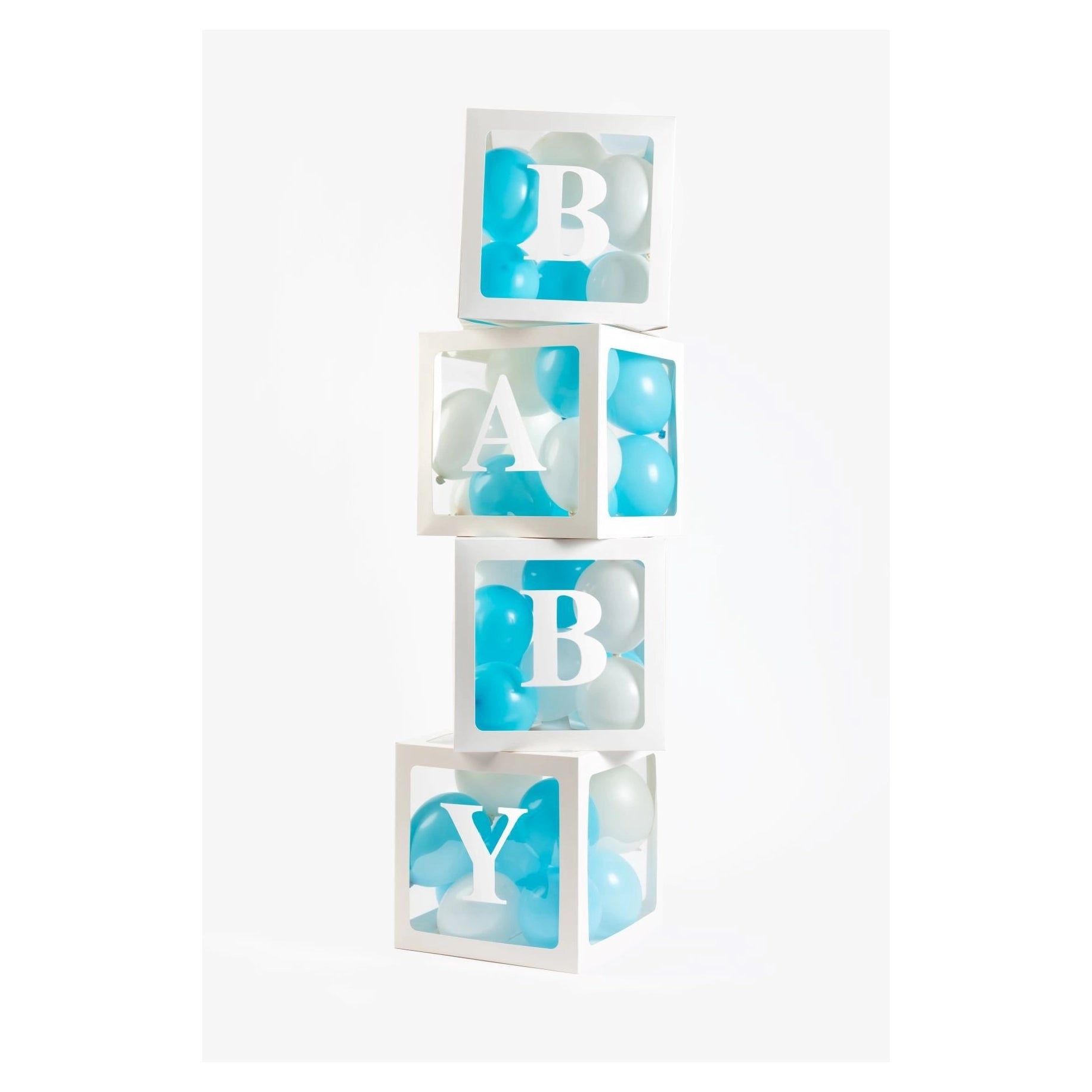 Doorzichtige ballon blokken baby Boy - incl 20 blauwe en 20 witte ballonnen
