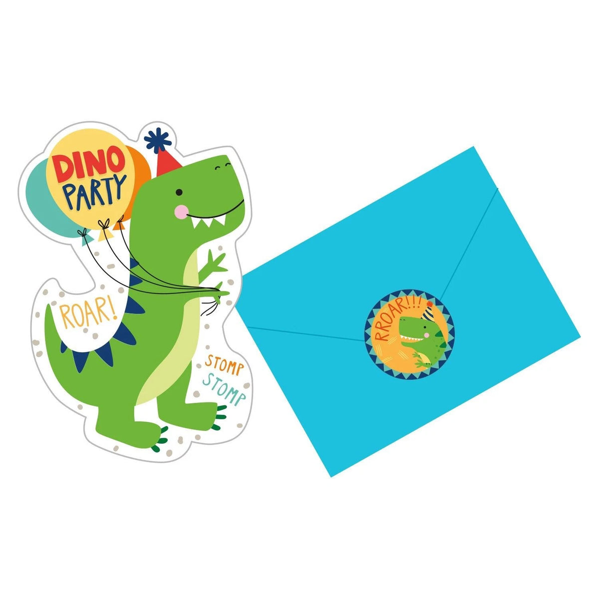 Uitnodigingen met Enveloppen – Dino-Mite – 8 stuks