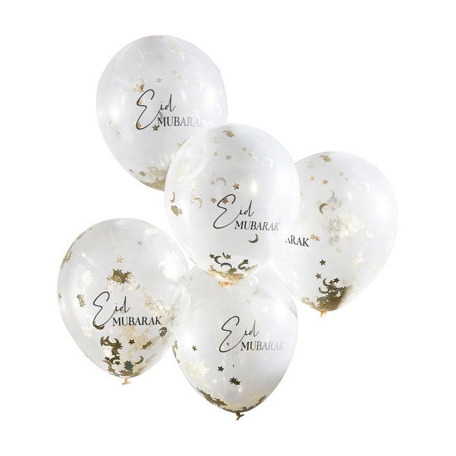Eid Mubarak luxe confetti ballonnen 30cm 5 stuks