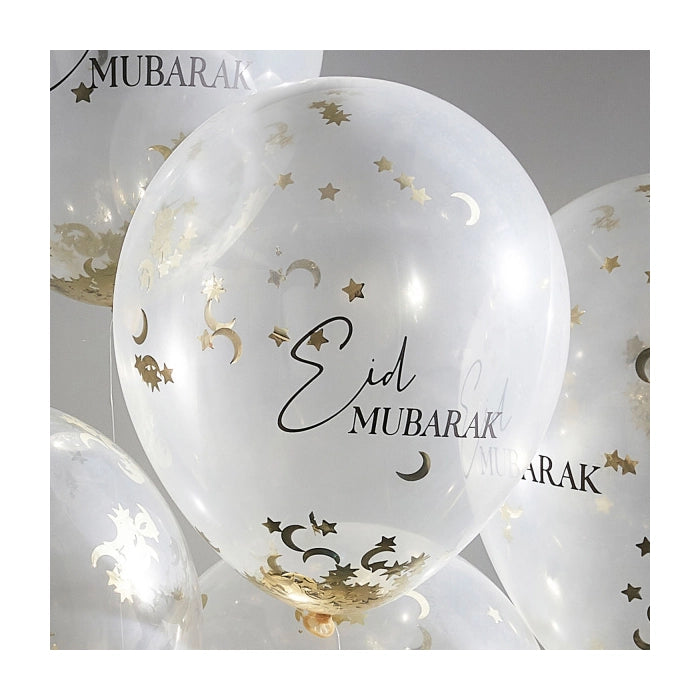 Eid Mubarak luxe confetti ballonnen 30cm 5 stuks