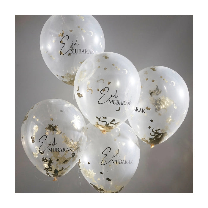 Eid Mubarak luxe confetti ballonnen 30cm 5 stuks