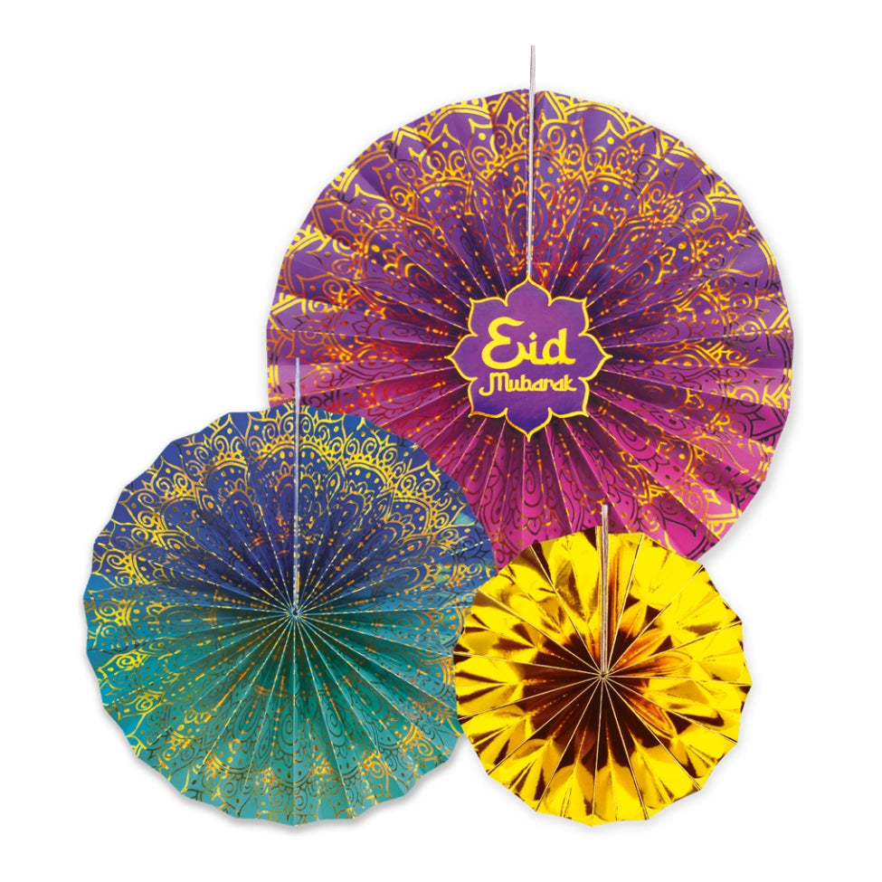 Eid Mubarak luxe papieren waaiers 3 stuks