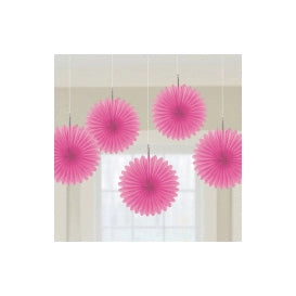 Fan decoratie Bright pink - 5 stuks
