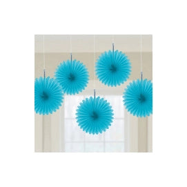 Fan decoratie Caribbean Blauw - 5 stuks