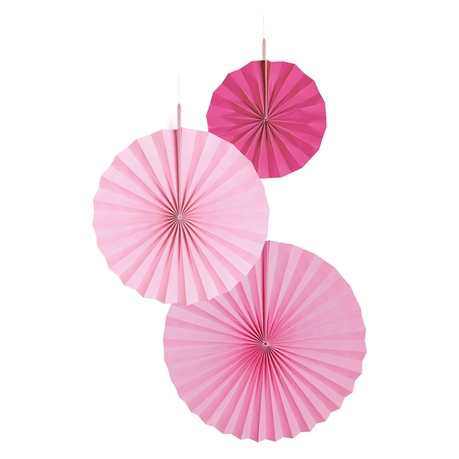 Fan decoratie Hot Pink - 3 stuks