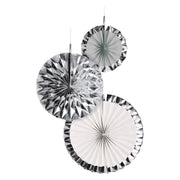 Fan decoratie Metallic Zilver - 3 stuks