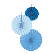 Fan decoratie Sky Blue - 3 stuks