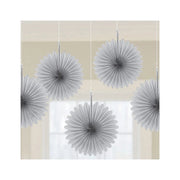 Fan decoratie Zilver - 5 stuks