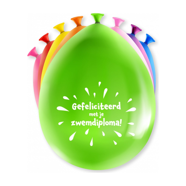 Feest Ballonnen Gefeliciteerd Zwemdiploma 8 stuks 30cm