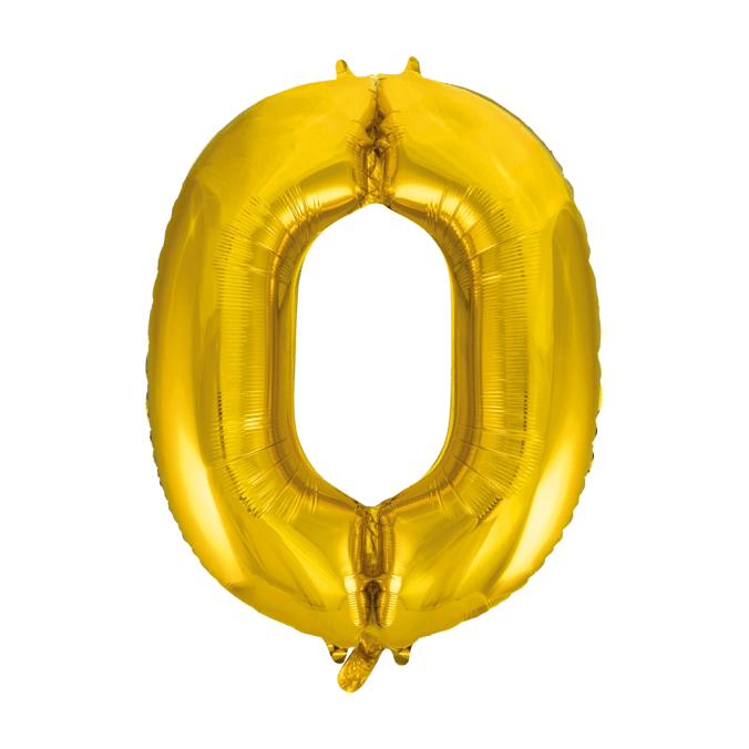 Folieballon 0 jaar Goud 86cm