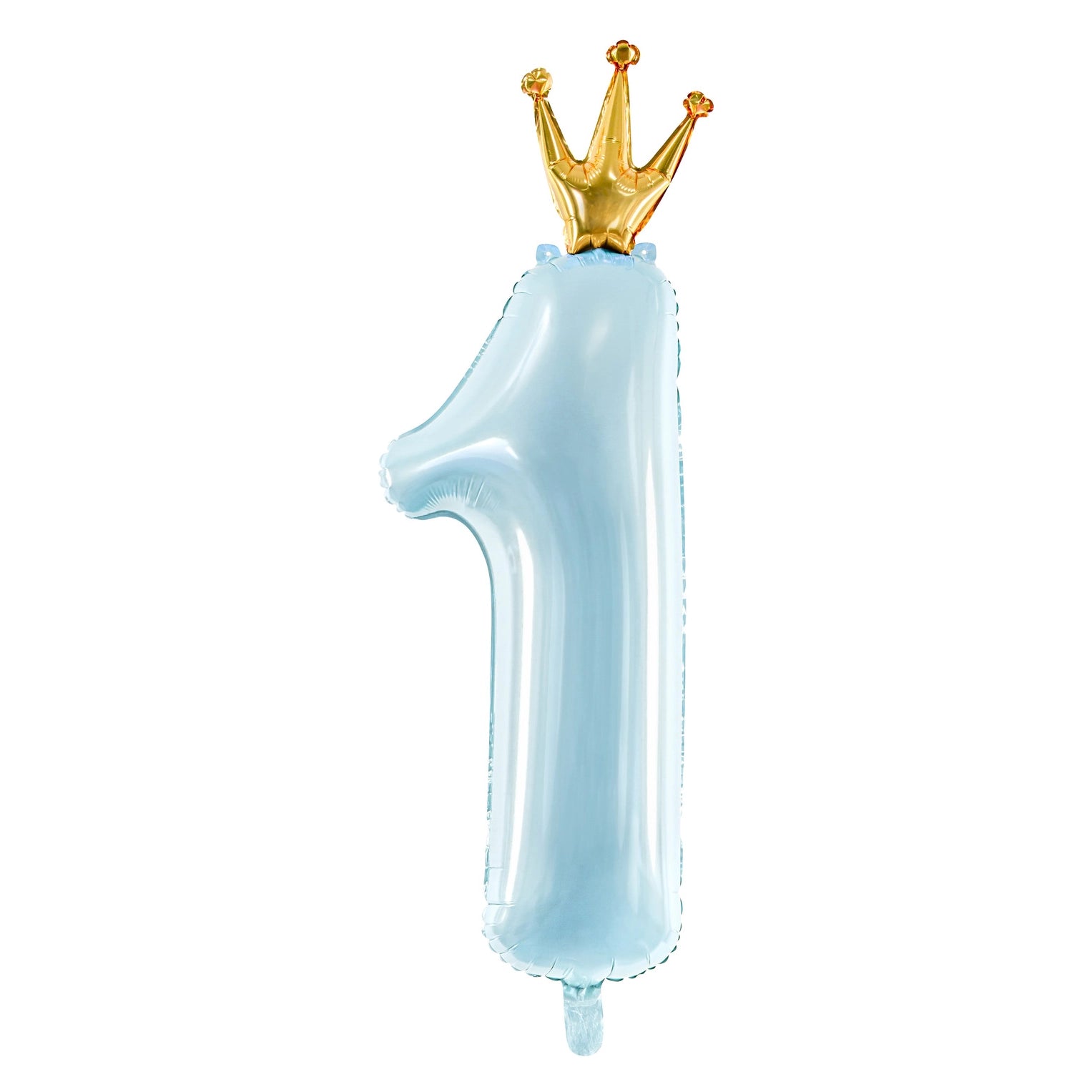 Folieballon 1 jaar blauw met kroontje 37x100cm