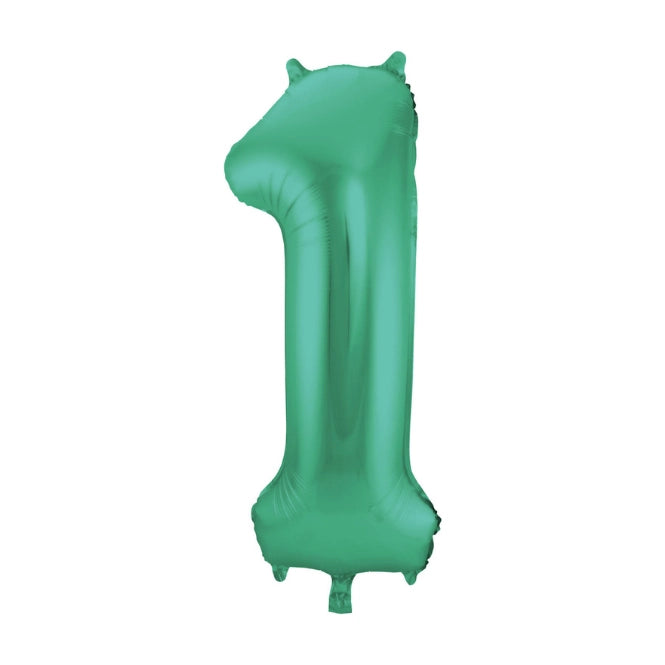 Folieballon 1 jaar metallic groen 86cm