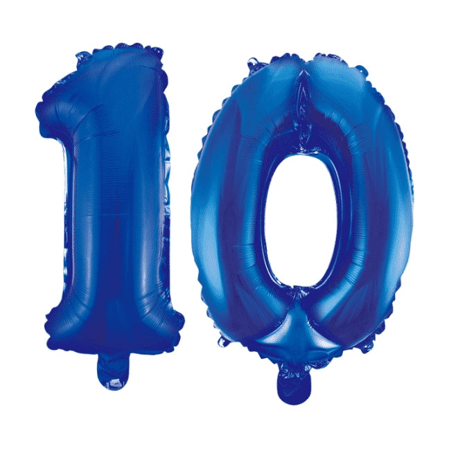 Folieballon 10 jaar blauw 86cm