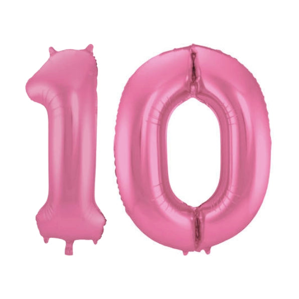 Folieballon 10 jaar metallic roze mat 86cm