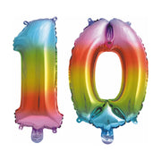 Folieballon 10 jaar Regenboog 86cm