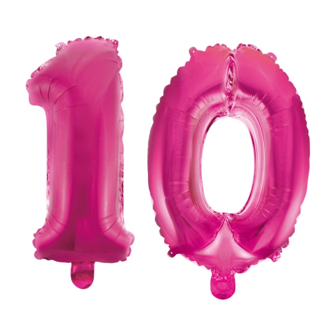 Folieballon 10 jaar roze 86cm
