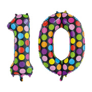 Folieballon 10 jaar stippen 86cm