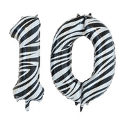 Folieballon 10 jaar zebra 86cm