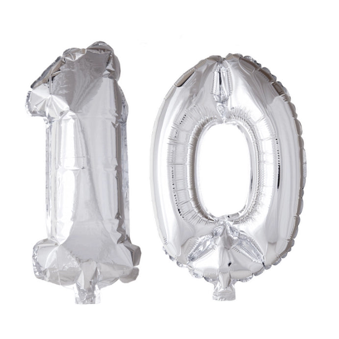Folieballon 10 jaar zilver 86cm