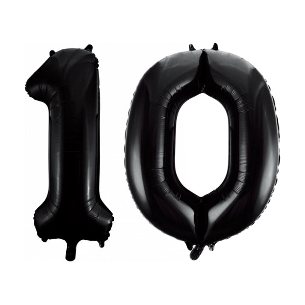 Folieballon 10 jaar zwart 41cm