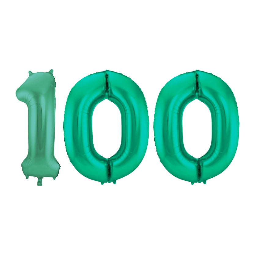 Folieballon 100 jaar metallic groen 86cm