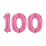 Folieballon 100 jaar metallic roze mat 86cm