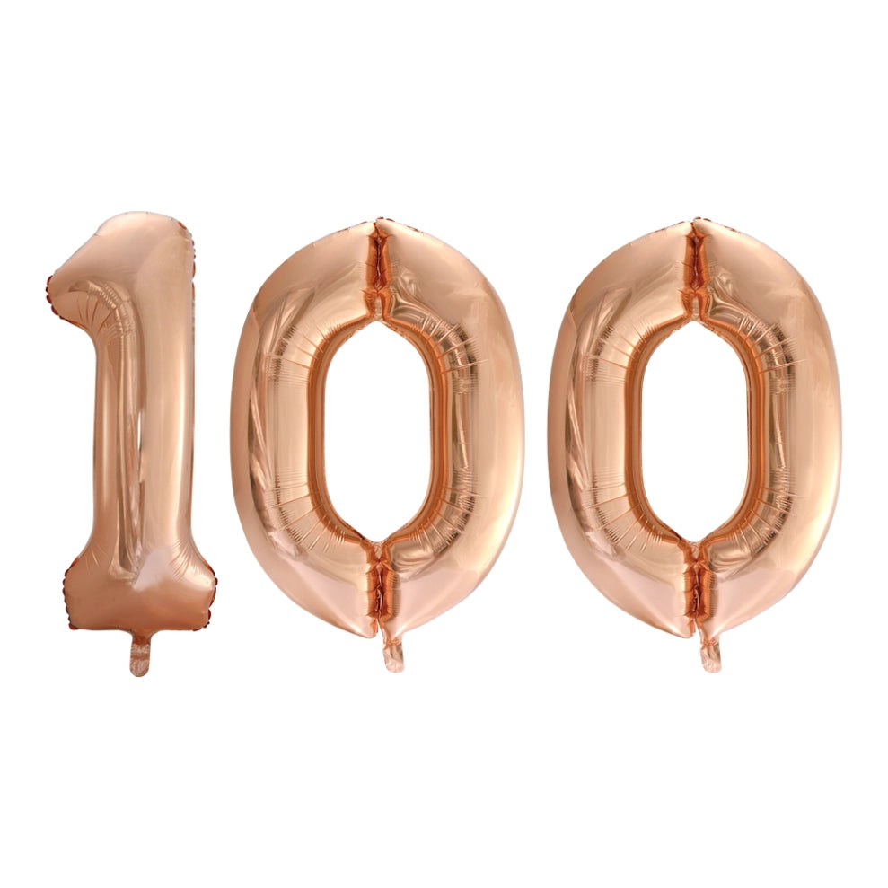 Folieballon 100 jaar Rose Goud 66cm