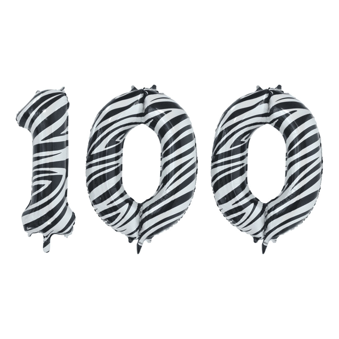 Folieballon 100 jaar zebra 86cm