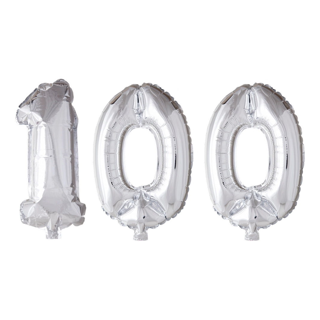 Folieballon 100 jaar Zilver 66cm