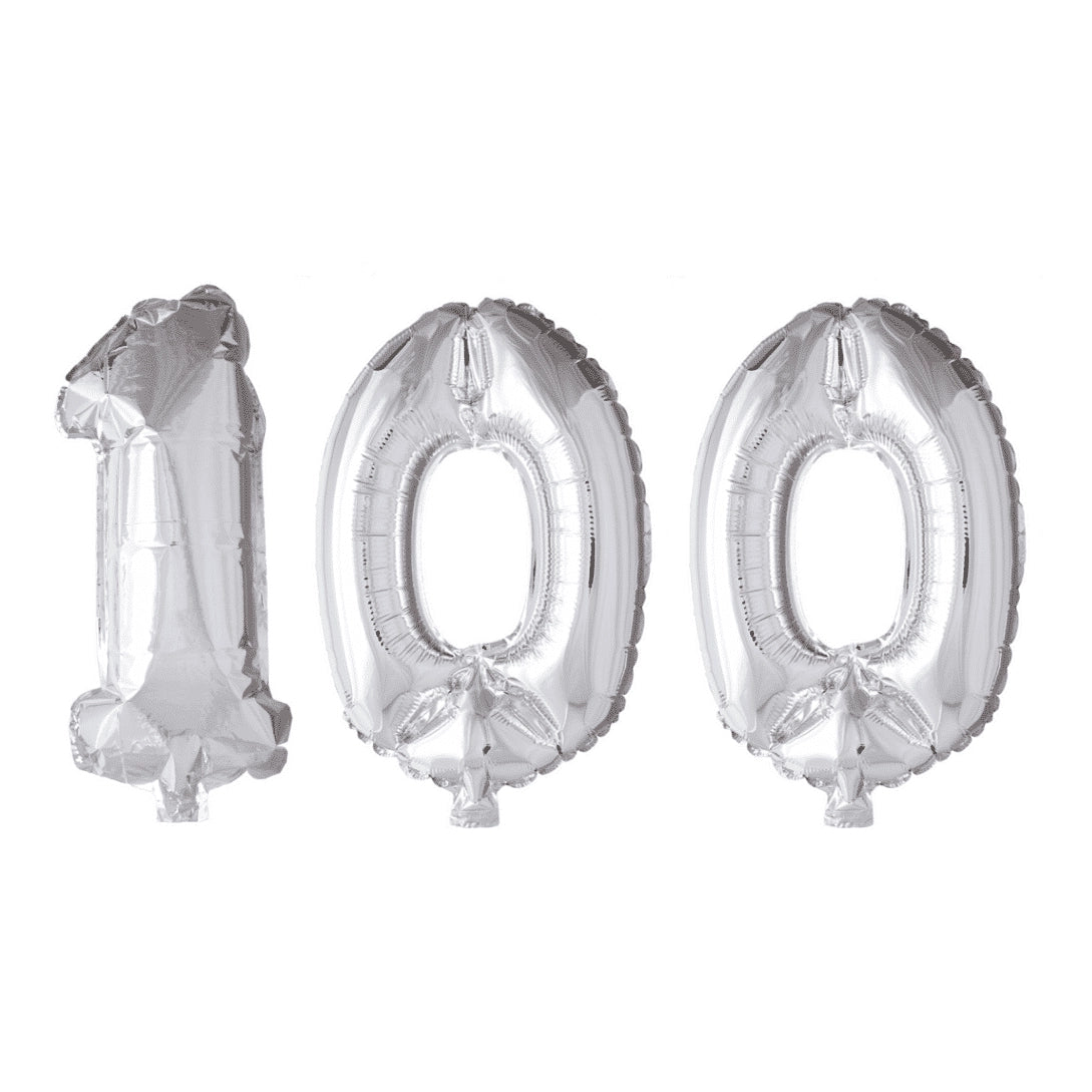 Folieballon 100 jaar zilver 86cm
