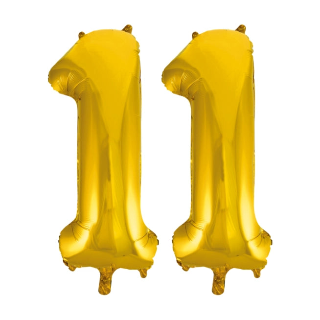 Folieballon 11 jaar Goud 66cm