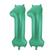 Folieballon 11 jaar metallic groen 86cm